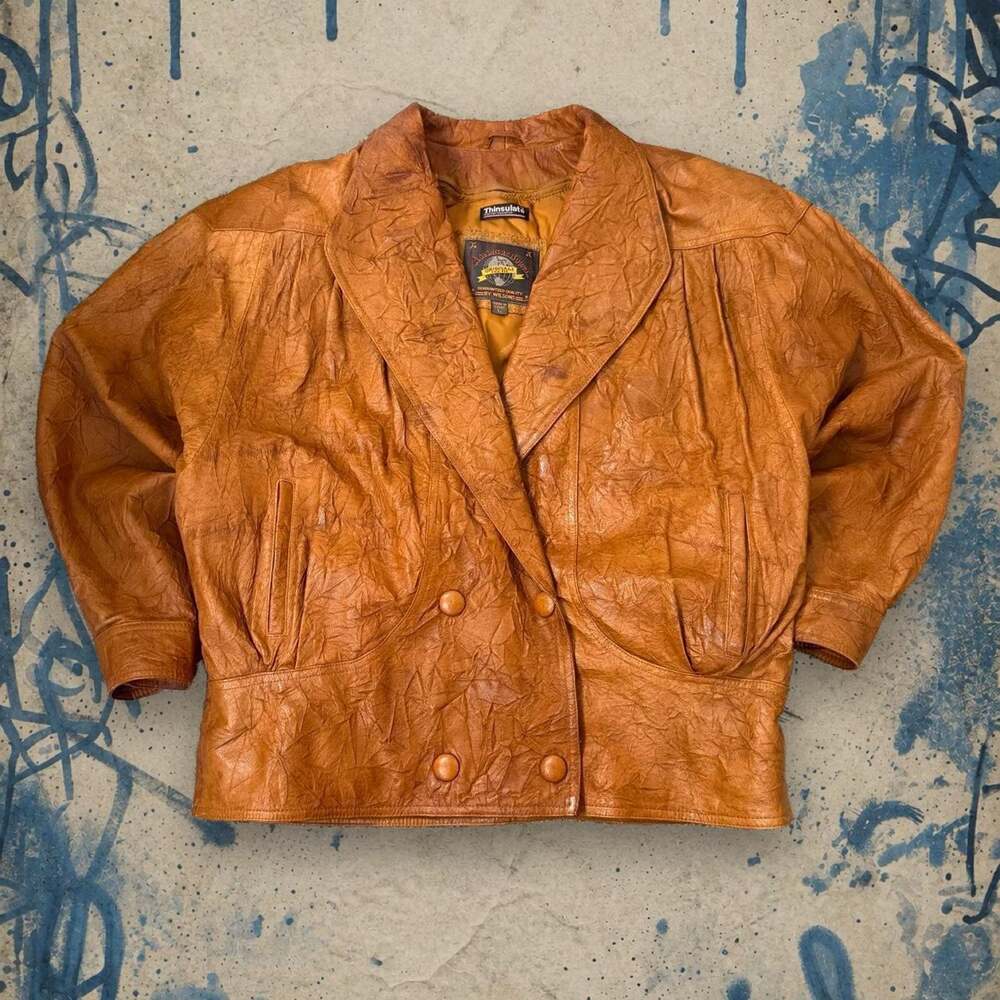 Vintage 80s Wilsons Leather Adventure Bound Jacket Womens L brown Thinsulate